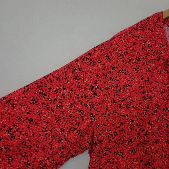 Old Navy Women's 3/4 Button Red Floral Balloon Sleeve Lightweight Blouse XXL - Picture 5 of 9